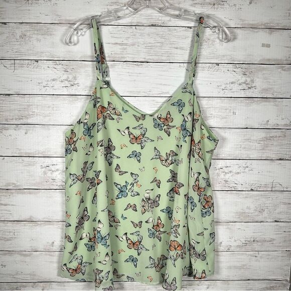 Torrid Sophie Swing Cami Tank Mint Butterflies Sz O/12 L - Picture 2 of 7